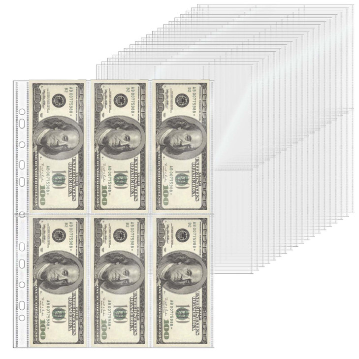 XiowDow 20 Sheets A4 Binder Sleeves Plastic PP Photocard Sleeves 11 Holes 6 Pockets Card Holder Clear Top Loading Page P