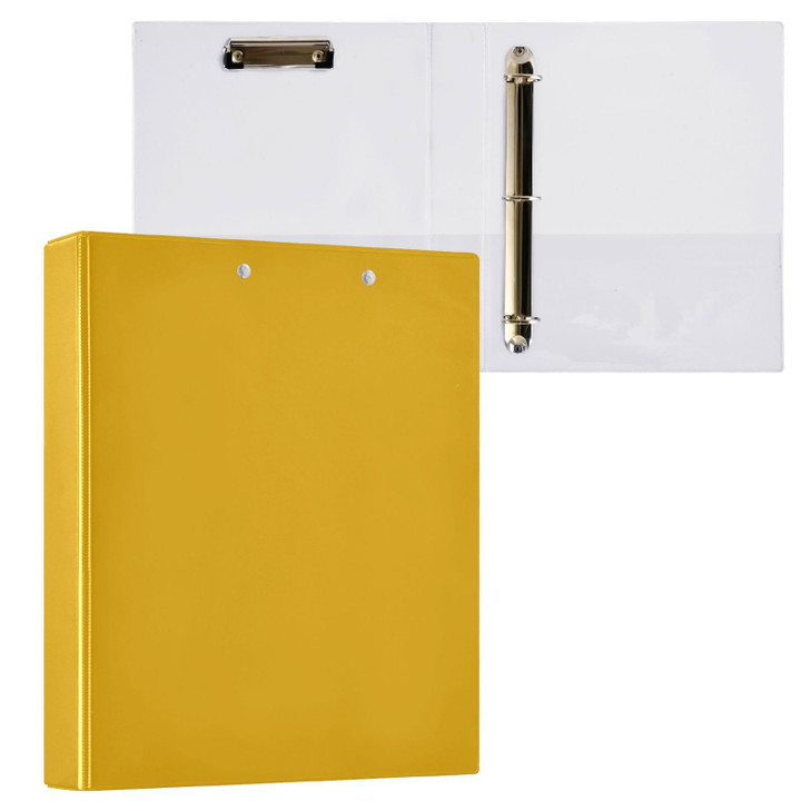 Mustard Yellow Round Ring Binders 15 Inch 3 Ring Binder with Clipboard Holds 200 Sheets Office Home School