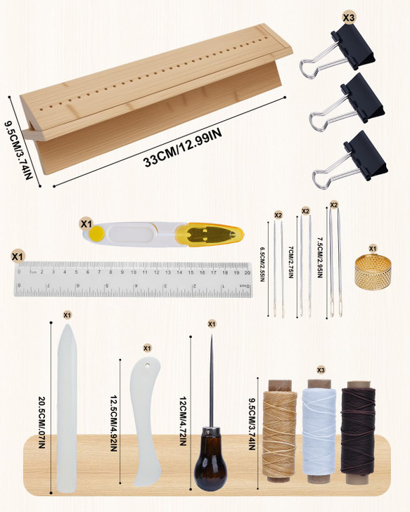 eZAKKA Book Binding Kits with Waxed Thread NeedleBinder Paper Clips Awl and Cradle for DIY Bookbinding Crafts and Sewing