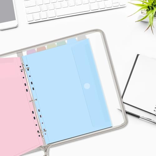 Uquelic Document Organizer Soft PVC Binder with 12 Colorful Pockets Zipper Binder 3 Ring with Dividers Letter Size 11 x