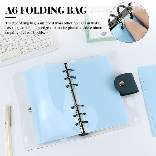 10pcs A6 Binder Cash Envelopes 6 Holes Opening Binder Pockets A6 Insert with 2 Pockets for Budgeting Money Binder Insert