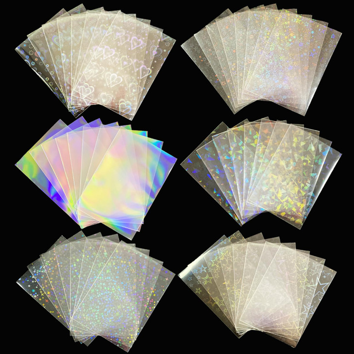 Lora Rossie 600 Pcs Kpop Photocard Sleeves Laser Flashing Card Sleeves with Heart Star Glass Gemstone Rainbow Holographi