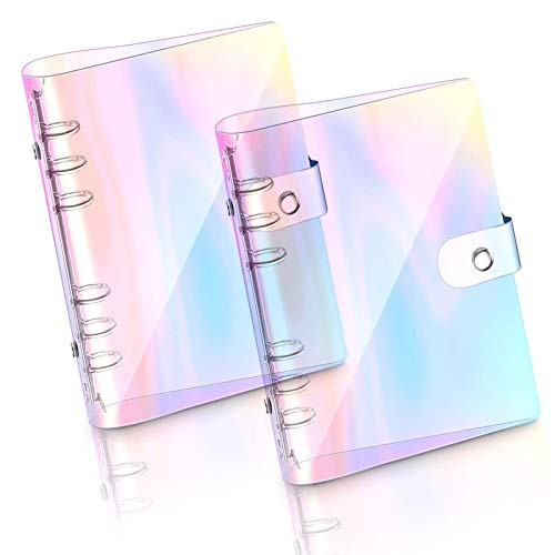 2 PCS A5 Rainbow Soft PVC Notebook Cover Refillable Paper PVC Binder Loose Leaf Personal Planner Binder 2 Rainbow