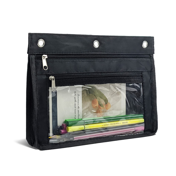 YoeeJob 1 Pack Pencil Pouch for 3 Ring Binder Expandable Binder Pouches with Zipper Large Capacity Pen Holder Case with