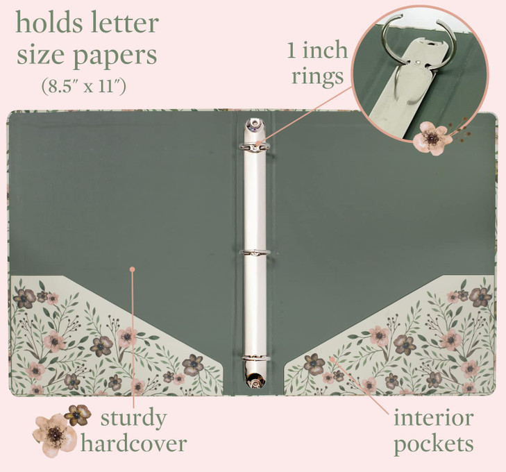Steel Mill Co Cute Decorative Hardcover 3 Ring Binder for Letter Size Paper 1 Inch Round Rings Binder Organizer for Scho