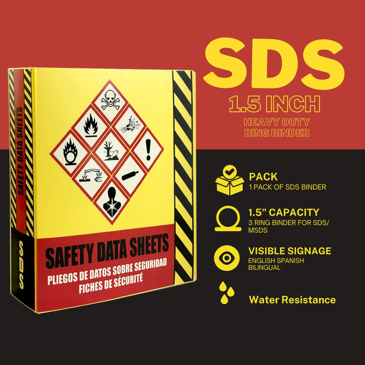 Ring Binder Depot 2 Pack of SDS Binder Heavy Duty 3 Ring Binder with 15 In Capacity Holds 250 Pages Trilingual with Engl