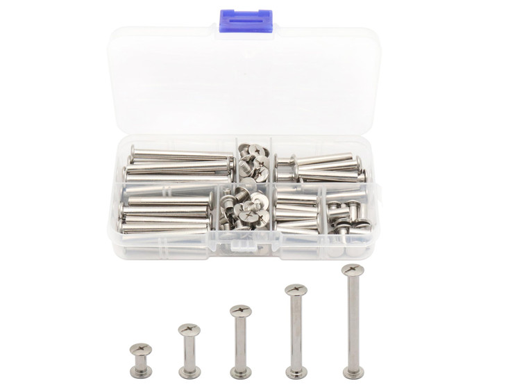 LBY 100pcs Phillips Chicago Screws M5 x 1020304050mm Binding Screw Posts Book Screws Binding Barrels and Screws Assortme