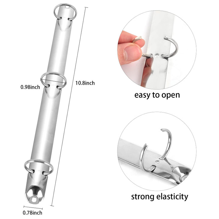 4 Pieces Letter Size Ring Binder Mechanism Replacement Kit Metal 3Ring Binders Ring Loose Leaf Binding Spines Combs for