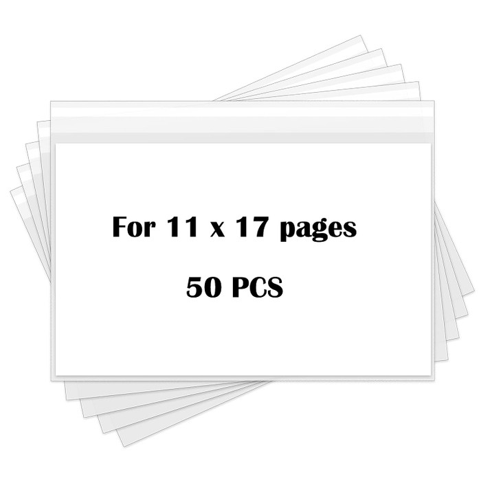 Clear Bags for Art Prints Photos Acid Free Self Seal Print Sleeves Poster Sleeves 50Pack