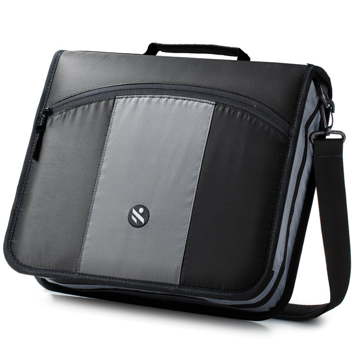 Kinbashi Round Ring 3Inch Zipper Binder Designed with Expanding Files and Handle Shoulder Strap Included Black