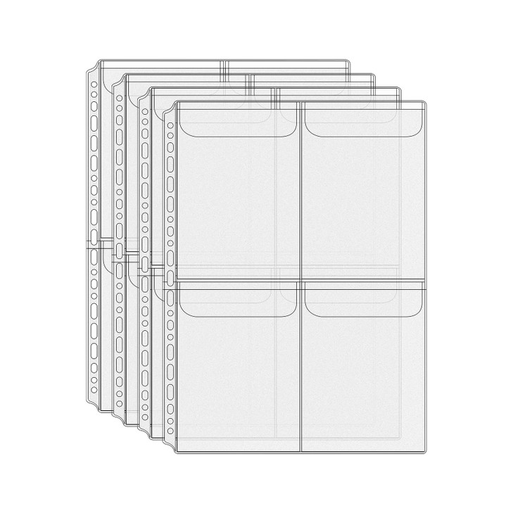 Mogoostry A4 Binder Pockets Zipperless Cash Envelopes 4 Pocket Binder Sleeves with Flap Binder Pouches Loose Leaf Insert