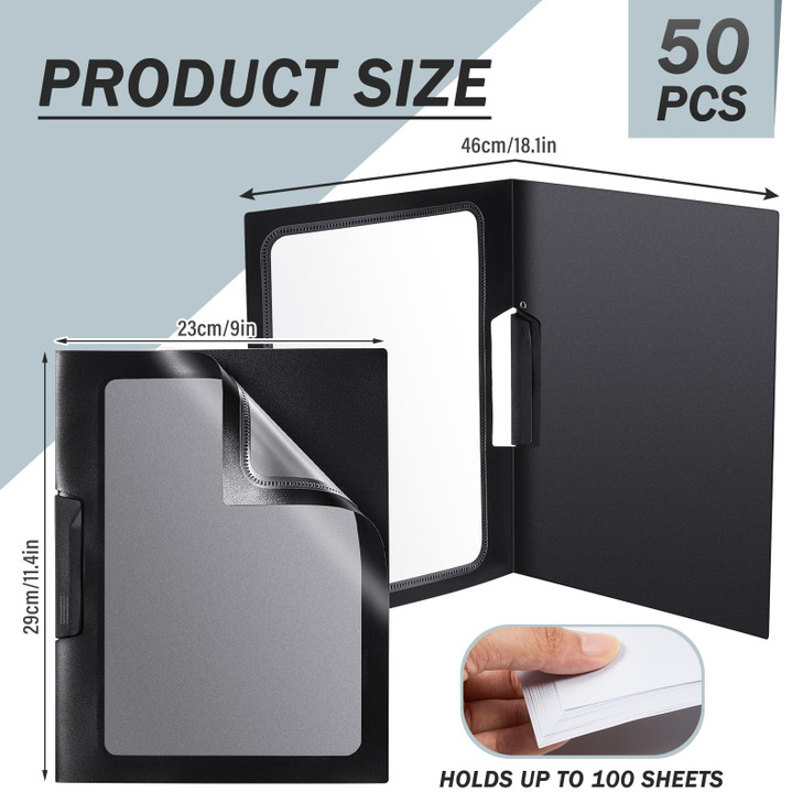 Yeaqee 25 Pcs Clear Report Covers with Clip Sliding Bar Locking Report Folder Cover Plastic Presentation Folders Binder