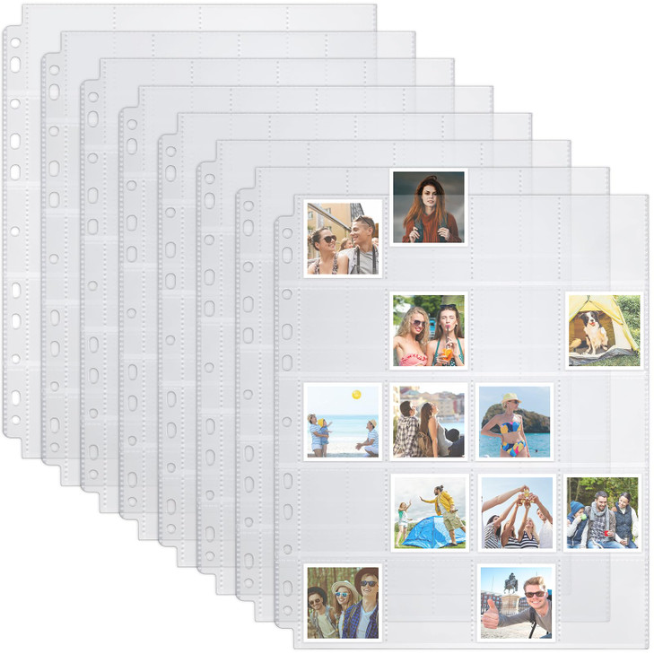 Fuyoooo 50 Pack Protective Photo Slide Pages Holds 20 35mm Slides Top Loading Photo Page Sleeves for 3 Ring Binder Holds