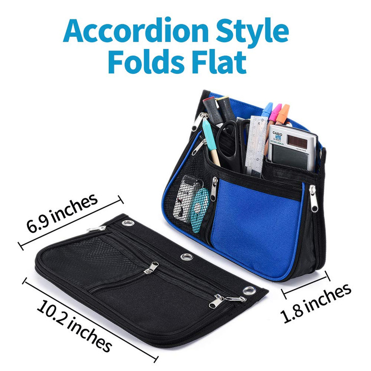 Sooez Pencil Pouch for Binder Expandable Zipper Pencil Pouch Fabric Pencil Pouches Binder Pockets Large Capacity Binder