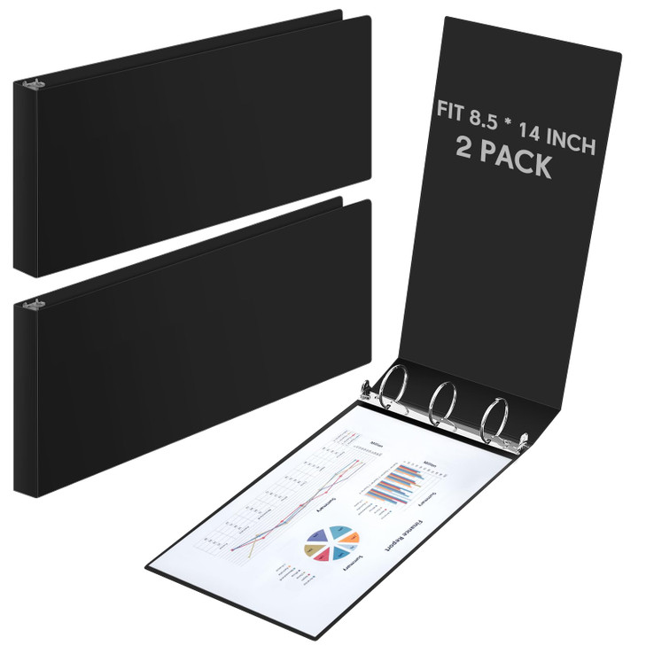 Humyoun 2 Pcs 85 x 14 Landscape 3 Ring Legal Size Binders 2 Inch Round Ring Binders Heavy Duty Economy Holds 85 x 14 Pap