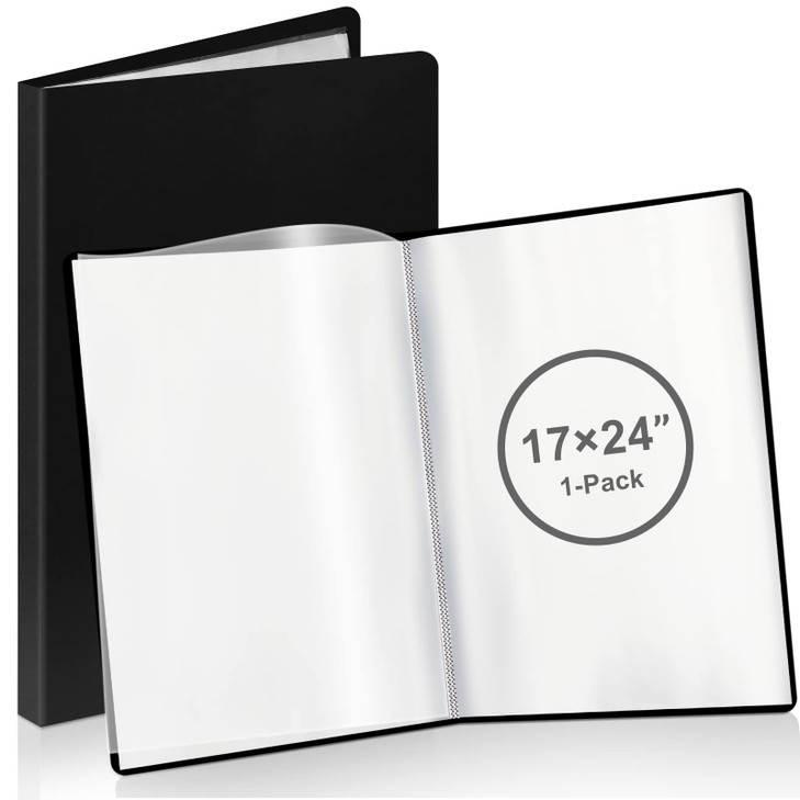 A2 Heavy Duty Binder with Plastic Sleeves 17 x 24 Inch Portfolio Folder with 30 Clear Sheet Protectors Art Portfolio Fol