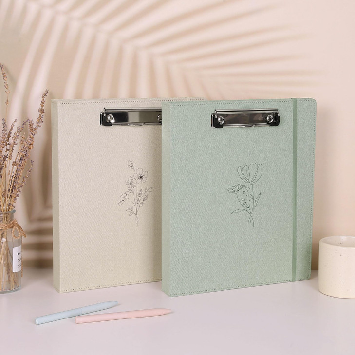 SKYDUE Clipboard Binder with Dividers1 Inch Linen 3 Ring Binder with Clipboard on Front for Organizer Clipboard Folder w