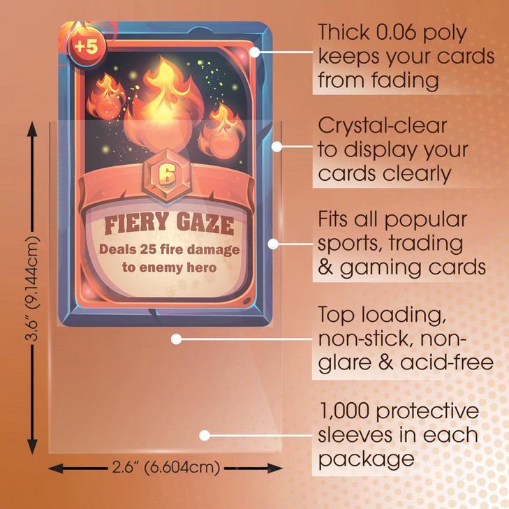 GOLD SEAL 1000 Pcs Soft Trading Card Sleeves Top Loading Clear Pockets for 25 x 35 Cards Archival Safe Premium Thickness