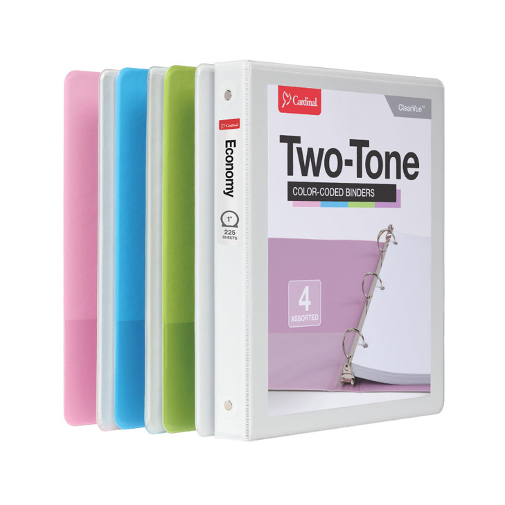 Cardinal 3 Ring Binders Binders for School and Office Durable 1 Inch Round Rings Holds 225 Sheets ClearVue Presentation