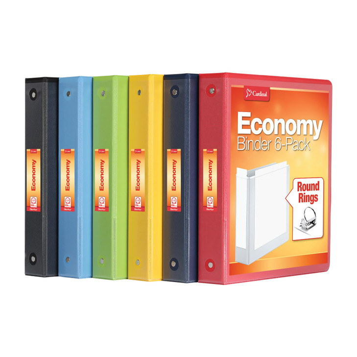 Cardinal 3 Ring Binders 15 Inch Round Rings Holds 350 Sheets ClearVue Presentation View NonStick Assorted Bright Colors