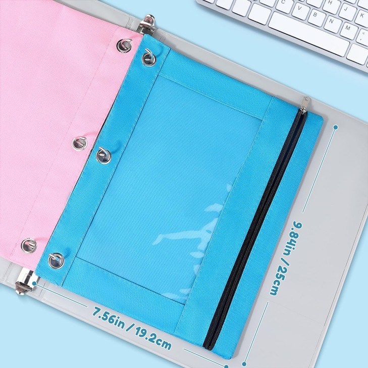 SUNEE Pencil Pouch for 3 ring binder Pencil Bag for Binder with Zippers Pink Pencil Case for Students Organizer Pink