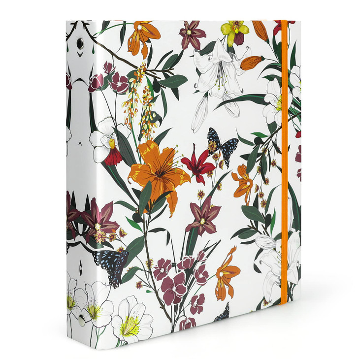 tutata Mini 3 Ring Binder 55 x 85 1 Inch Binder 175 Sheets Capacity Cute Flower Cover with Elastic Cord School Binder Re