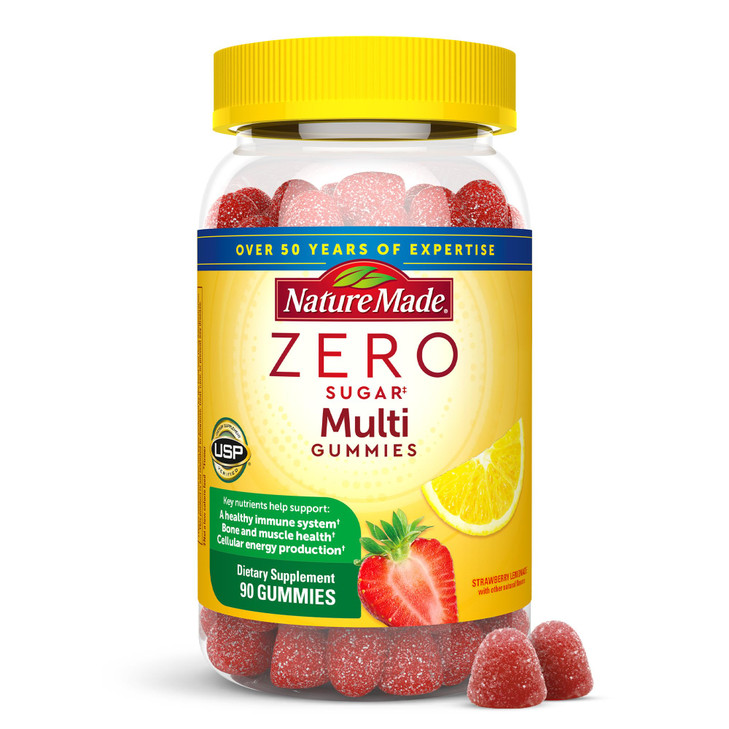 Nature Made Zero Sugar Multivitamin Gummies, Mens & Womens Multivitamins, Daily Nutritional Support Vitamin and Mineral Supplement, Aspartame Free, 9