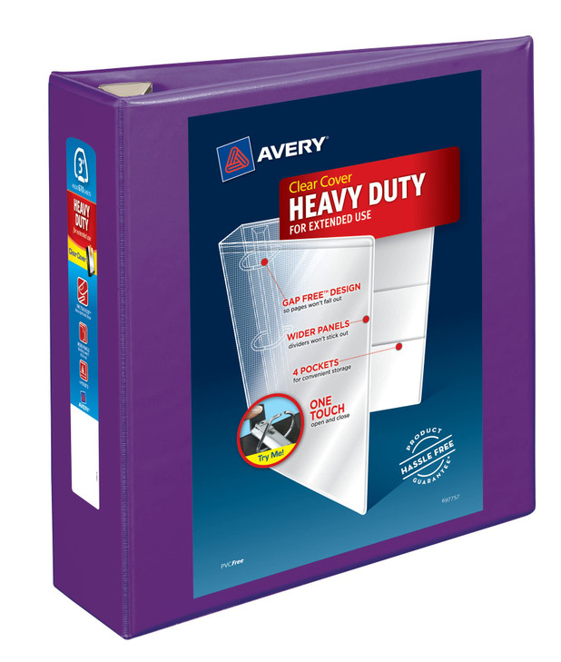 Avery HeavyDuty View 3 Ring Binder 3 One Touch EZD Rings 1 Purple Binder 79810