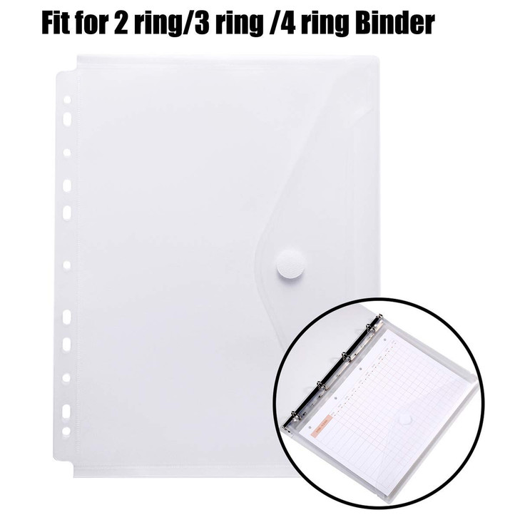 LaOficina 11 Holes Semi Poly Envelope Pocket Insert Pages for Binders with Hook and Loop Closure Assorted Colors Letter