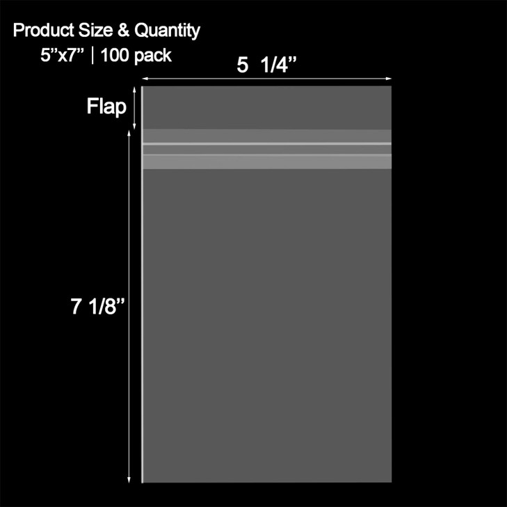 AUEAR 5x7 100 Pack Clear Plastic Sleeves Acid Free 16mil Crystal Resealable Bags Fit for 5x7 Art Prints Photos Cards Env