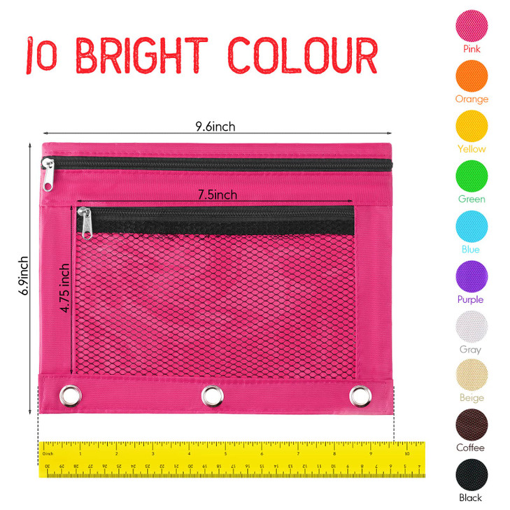 60 Pack Pencil Pouch 3 Ring Zipper Pencil Pouches Case Binder Cosmetic Bag 420d PVC Clear Film Pencil Case Kawaii Office