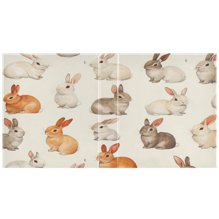ARGTILDN 3 Ring Binder Folder Rabbits Bunny 15 Inch Large Decorative Clipboard Binders with Pockets Waterproof Holds 200