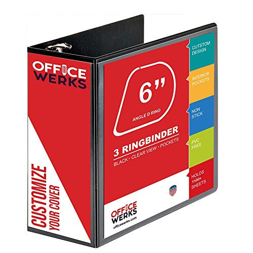 Performore 2 Pack of 6 Inch 3 Ring Binder with Locking Angle D Rings Professional Heavy Duty Large Storage Binder with P