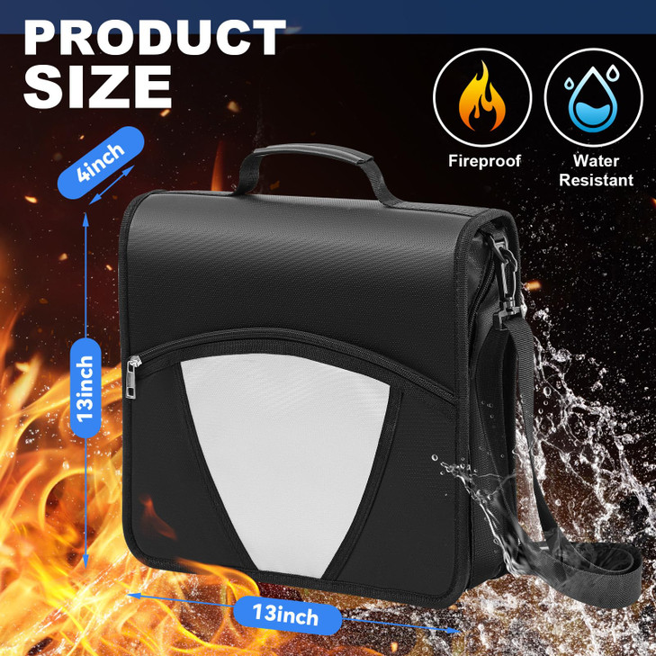 Henoyso Fireproof 3 Ring Binder 3 Inch ORing 600 Sheets Capacity Zippered with Expanding File Handle Shoulder Strap Mult