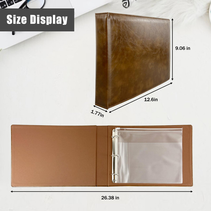 3 Rings Business Check Binder for EndStub Deskbook Checks Fit 3 9 Holes Check Faux Leather 11 14 x 9 Brown