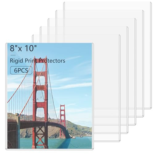 AKONEGE 6PCS 8 x 10 Rigid Print Protectors Clear Hard Plastic Page Sheet Protectors Photo Holder Poster Plastic Sleeves