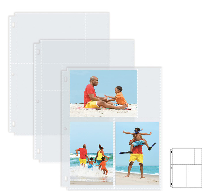 Better Office Products Photo Album Refill Sheets 4 x 6 Inch Mixed Format Heavyweight Diamond Clear 3 Ring Photo Binder P