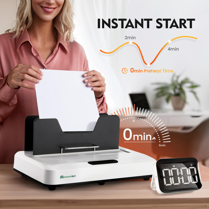 Mxmoonant Thermal Binding Machine PRO 500 Sheets Instant UseDigital Touch PanelAir CoolingMicrowave Vibration Electric B