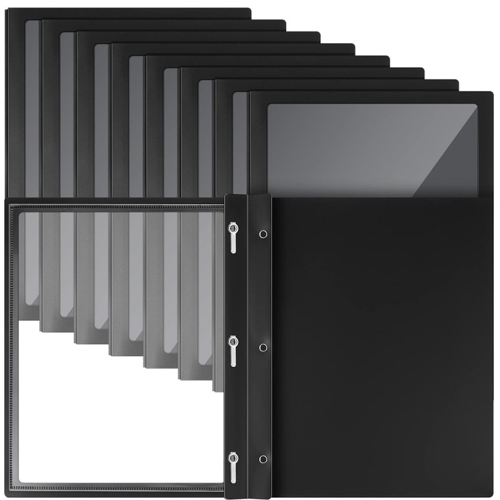 Teling 24 Pcs Report Covers with 3 Prong Fasteners Clear Front Presentation Folders Frame View Poly Report Folder Presen