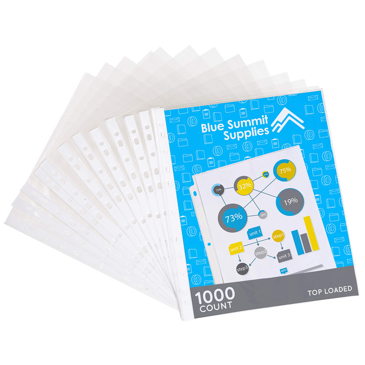 1000 Sheet Protectors 85 x 11 Clear Page Protectors 11 Hole Economy Design Lightweight Plastic Binder Sleeves Acid and P