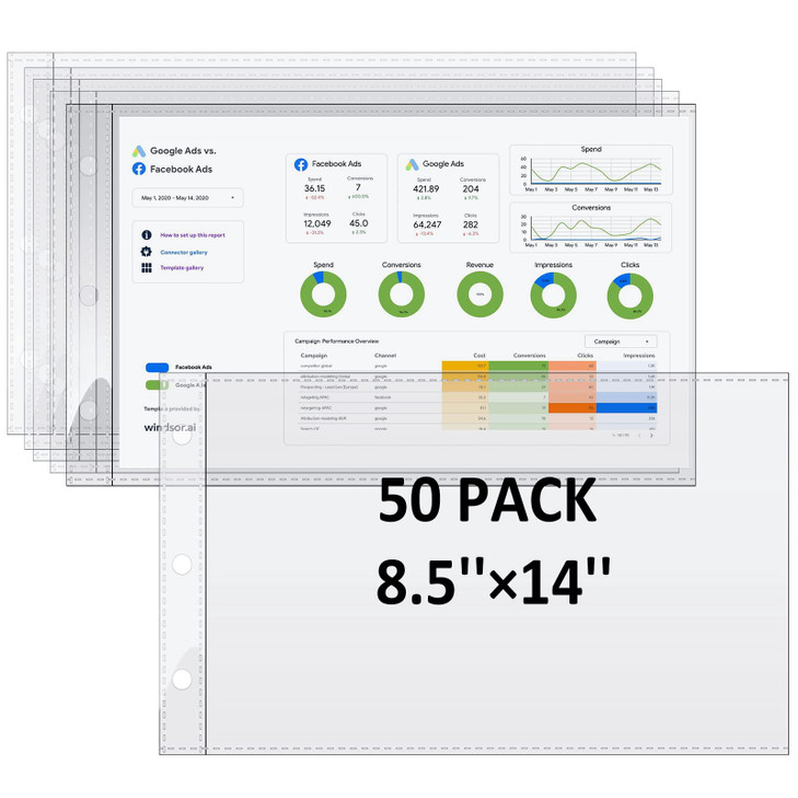 85 x 14 Paper Sleeves 50 PCS Legal Size Document Sleeves Landscape Page Protectors for 3 Ring Binder Legal Sheet Protect