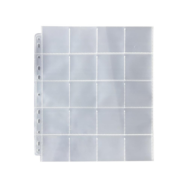 20 Sheets 20 Pocket Coin Collecting Binder Sheets Top Loading Photo Sleeves Stamp Collection Album Pages Cardboard Coin