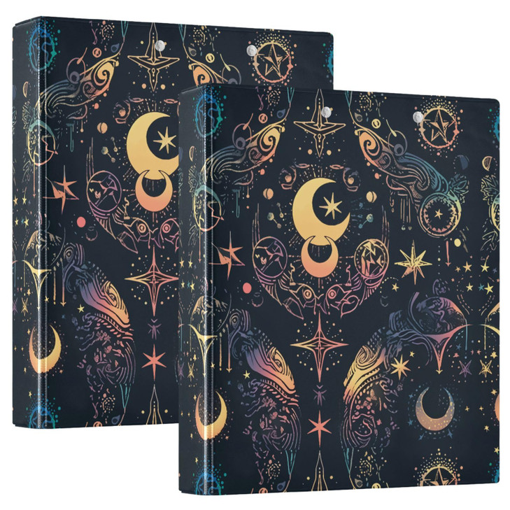 ALAZA Moon Stars Alchemy Witch 3 Ring Binder 15 Inch Three Ring Office Binders wclipboard 3 Pockets Hold 200 Sheets 1pc