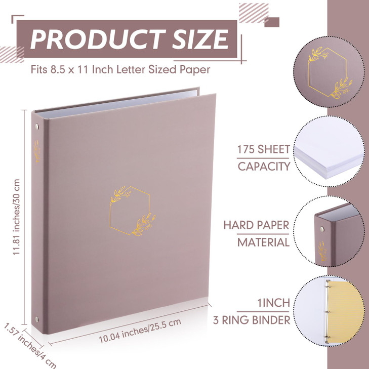 Sayglossy 6 Pcs Aesthetic 3 Ring Binder Sturdy Cute Binder Decorative Fits 85 x 11 Inch Letter Sized Paper for Women Men