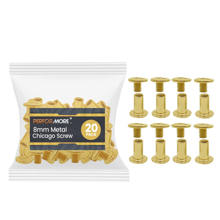 Precision 8mm Binding Screw Post Set 20Pack Durable Chicago Style Fasteners Rustproof Metal Connectors for Leather Scrap