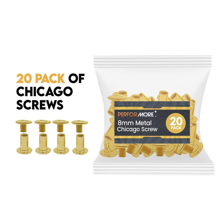 Precision 8mm Binding Screw Post Set 20Pack Durable Chicago Style Fasteners Rustproof Metal Connectors for Leather Scrap