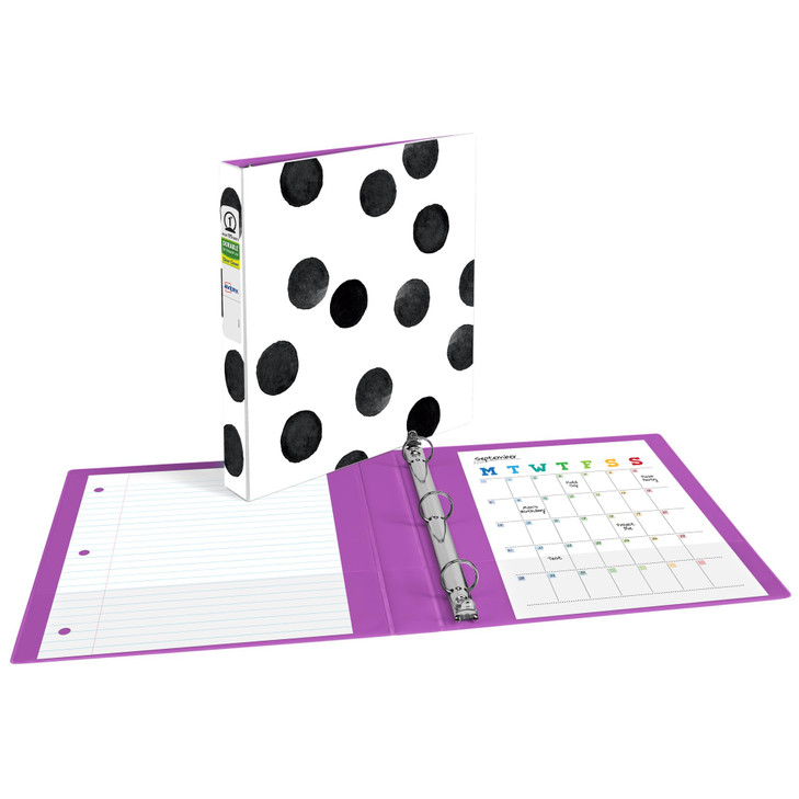 Avery Durable View 3 Ring Binder 1 Inch Round Rings Black and White Dots 1 Fashion Binder 26744