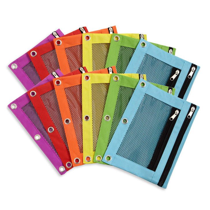 Blue Summit Supplies Pencil Pouches Bulk Pencil Pouch 12 Pack in Assorted Colors for Storing School Supplies Writing Ute