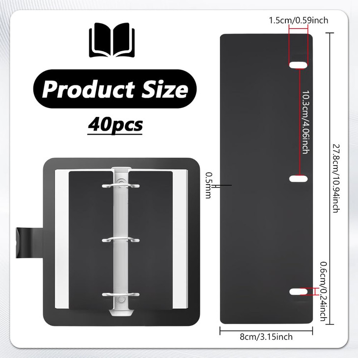 NBEADS 40 Pcs Flat Sheet Lifters 109x32inch Plastic Sheet Flatteners 3Hole Binder Separators with 414 Hole Spacing Fit S