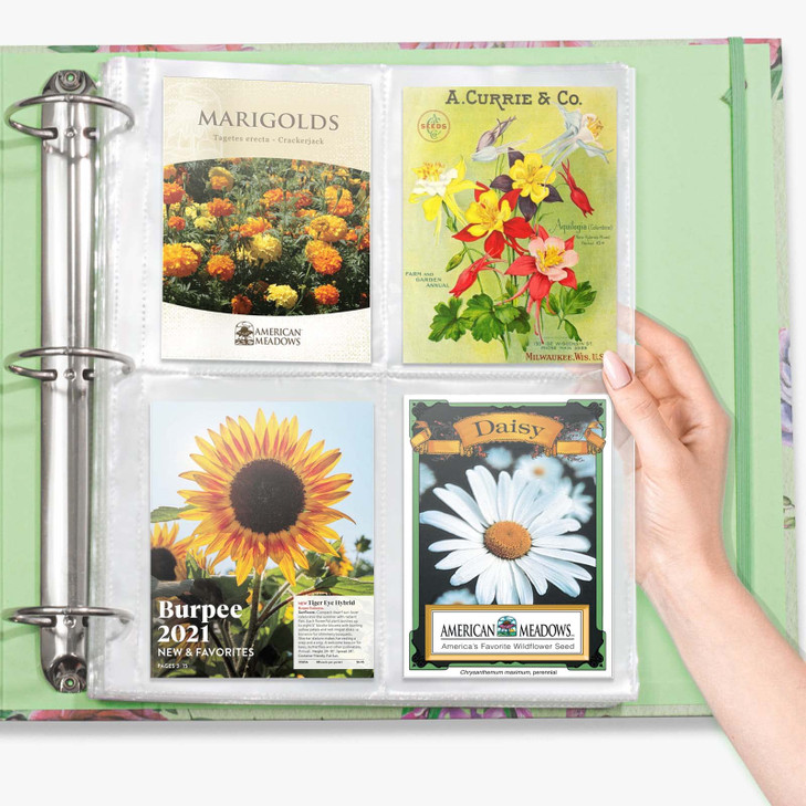 Seed Organizer Garden Seeds Storage Clear Sheet Protectors with 85x11 Binder Seed Packet Organizer Kit